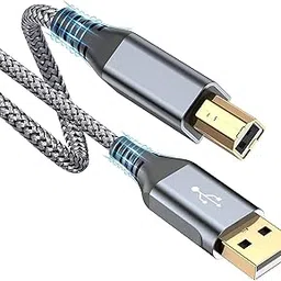 rts USB High Speed Printer Cable (2 Meter / 6.56 Feet) Nylon Braided Gold Plated Cable Cord Compatible with Printers, Scanner For Brother Dell, HP, Epson, Canon, Lexmark, Xerox, Samsung Grey-picture-32