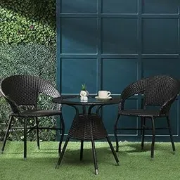 BRIGHT FURNITURE Patio Chair Sets Wicker Garden|PU Material|PU MaterialIndoor Outdoor|Patio Balcony Coffee Table Set|Furniture Powder Coated Frame|Balcony|Terrace|Hall|Swing Area(Brown)-picture-20