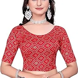 mogsa Women’s Printed Saree Blouse | Stylish Readymade Blouse with Foil Print | Stretchable, Comfortable & Easy to Wear-picture-50