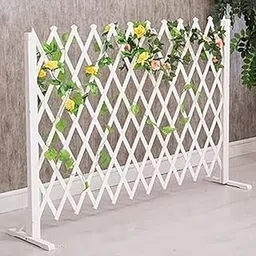 Makeup Toy Portable Expanding Wicker Wooden Fence | Expandable Wood Garden Trellis Fence | Decorative Fence for Outdoor Decoration | Safety Gate for Pets | Freestanding Wood Trellis (White, 70 Cm)-picture-13