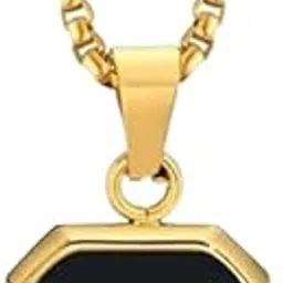 riseabove Inites Men’s Stylish Black Geometric Pendant Necklace – Stainless Steel Square Natural Stone Punk Locket with Box Chain-picture-22