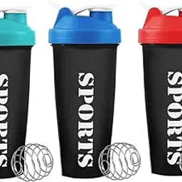 Zyro Gym Shaker Bottles Combo | Leakproof, BPA-Free Protein Shaker with Mixer Ball – Pack of 3 (Bottle Green, Black Blue, Black Red)-picture-11