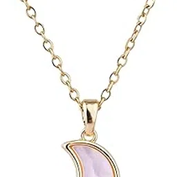 Celestial Crescent Moon Stone Dainty Locket for Girls Pendant Necklace for Women | Stainless Steel Western Jewellery Aesthetic Necklace for Girls | Chain for Women Fashion Accessories-image-15