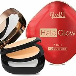 Glam21 Halo Glow 2-in-1 HD Compact | 2 Matte Shades | Velvet Matte & Soft Glow Shimmer | Oil Control, Brightening & Radiant Finish | Enriched with Vitamin E |18gm,Maple-image-3