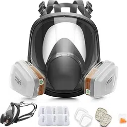 Respirator Mask Full Face Reusable Gas Mask Large Screen Organic Vapor Mask and Anti-fog for Painting, mechanical polishing, logging, welding, Against Dust, Polishing,Staining,Sanding &Cutting 4006-image-13