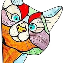 Peeking Cat Stained Glass Suncatcher Lover Gift Stained Glass Window Hanging Colorful | Home D?©cor | Suncatchers & Mobiles| Suncatchers & Mobiles|Suncatchers & Mobiles-image-76