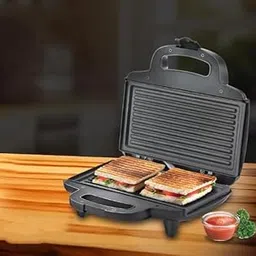 Concave Ace 800W Grill Sandwich Maker | Heat Resistant Bakelite Body | Non-Stick Coating | Power Indicators | Buckle Clip Handle | Auto Cut Off | Oil Free Toasting | (Black-1 Pc)-picture-16