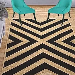 Traditional Jute Area Rug, Modern Decor Floor Carpet for Living Room, Home Interior, Black Cross - 8x10 feet-picture-10