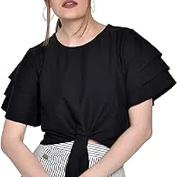 Chimpaaanzee Women Polyester Knot Front Top-image-53