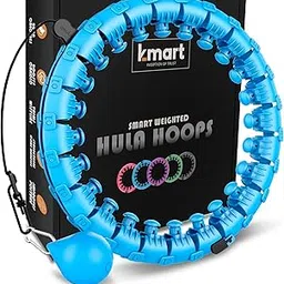 K-MART Smart Hula Ring Hoops, Weighted Hula Circle 24 Detachable Fitness Ring with 360 Degree Auto-Spinning Ball Gymnastics, Massage, Adult Fitness for Weight Loss (Blue)-picture-19