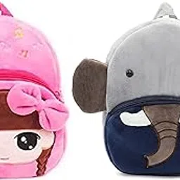 dzert Kids School Bag Soft Plush Backpacks Cartoon/Boy/Girl/Baby/ (2-5 Years) (Elephant & Hi Girl)-picture-12