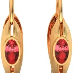 p.c. chandra jewellers Womens 22KT (916) Yellow Gold Circular Hanging Earrings Set In With A Stunning Red Stone - 2.1 Grams-picture-26