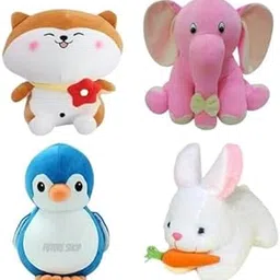 Future Shop Pack of 4 Elegant Soft Animals Stuffed Plush Toys for Kids Girls & Boys. (Appu, Rabbit, Penguien & Flower Cat)-image-13