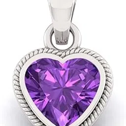 lmdprajapatis 5.25 Ratti / 4.50 Carat Natural Amethyst Heart Shape Silver Plated Pendant Original Katela Pendant For Men And Women-picture-54
