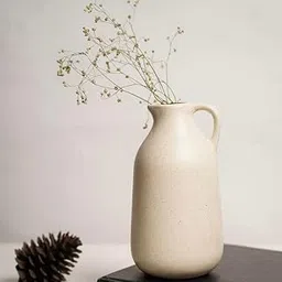 Ceramic Donut Vase, Pampas Grass Flower Vase, Home Decor Centrepiece for Office or Gifts - (White, 6 Inch)-picture-28