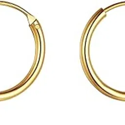 925 Silver Hoop Earrings in Gold Finish | 92.5 Sterling Silver Round Classic Endless Hoops Sizes 10mm to 40mm | Lovely Gift for Men Women Boys & Girls-image-31