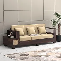 Sheesham Wood 3-Seater Sofa Set with Storage - Comfortable Cushion & Elegant Wooden 3 Seater Sofa for Living Room & Home Decor - Living Room Sofa Set | (Design 1)-image-42