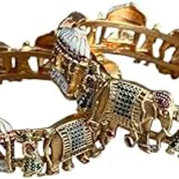 Premium Set of 2 Rajwadi Bangles for Women & Girls | Traditional Rajasthani Kada Design | Gold Plated Bridal & Wedding Everyday Wear Jewellery-image-3