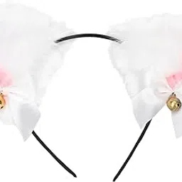 Cat Ears Headwear, Rabbit Ears Headband Comfortable Wear for Girls for Daily Wear for Halloween for Women(white)-image-21
