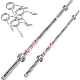 Gyming World® ( 3 feet + 4 Feet ) Solid 28 mm Thickness Barbell | Standard Straight Weight Lifting Bar | with 4 spring Locks-picture-40