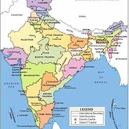 wallpics India Map Fully Waterproof Vinyl Sticker Poster (12X18 inches), 1 Piece, Multicolour-picture-57