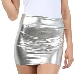 jaanshi Women's Shiny Faux Leather Night Clubwear Sexy Mini Skirt Dress-picture-22
