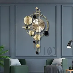 The Decor Company Metal Wall Clock for Living Room, Silent Sweep Machine, Luxury Metal Hanging Wall Art Clock , Analog, 22 inch, 3.81 cm, Black And Golden-picture-16