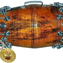GT manufacture Professinal Mango wood Double Nut & Bold fitting Dholak with Manjira Free(Natural Orange)-picture-32