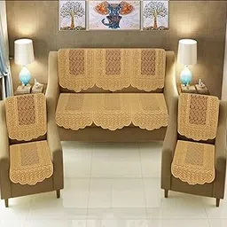 Arpan Industries Premium Attractive 5 Seater Gold Net Sofa Covers || (Pack of 10)-picture-10