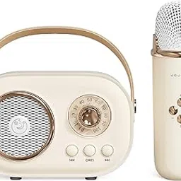 Mini Karaoke machine,Karaoke Machine for Kids and Adults,Cute Karaoke with Microphone Set ,Portable Bluetooth Speaker with Microphone,Retro Handheld Style for Family Party Meeting Singing (Yellow) image 1