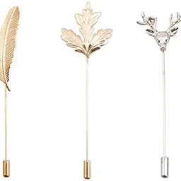 vibhavari Gold Brooch Lapel Pin for Men, Combo Pack of 3-picture-11