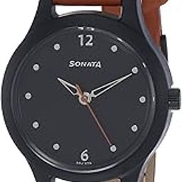 sonata Essentials Black Dial Women Watch With Leather Strap-NS87030PL04W/NT87030PL04W-picture-6