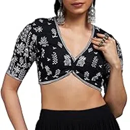 soch Womens Black Cotton Ethnic Motifs Blouse image 1