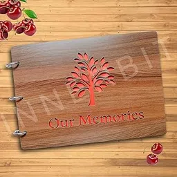 innerbit® 'Our Memories' Artistic Wooden Photo Album Scrap Book 30 Pages - A4 Size (29.7 cm x 21 cm) Gift Item-picture-41