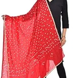 pk mart � Women's Jaipuri Rajasthani Silk Bandhani Bandhej Multi and single-Colored Dupatta with Small mugji border and latkan-picture-39