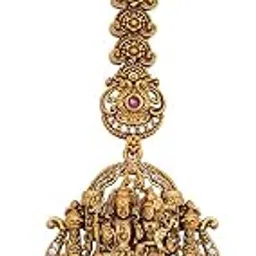 Fashion Jewellery Ruby-Green Gold Polished Copper Antique Tikka, Best for Festive Season & Special Occasion - 452830-image-67