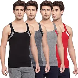 sporto Men's Cotton Solid Multicolor12 Square Neck Sleeveless Gym Vest - Pack of 4 (#755-XS)-picture-20
