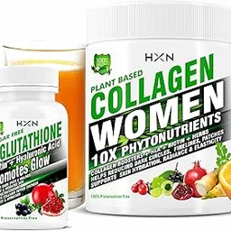 HXN Collagen Supplements For Women (Booster Powder) With L-Glutathione Tablets, Biotin, Vitamin C, E, Hyaluronic Acid, Marine Peptides Supplement To Skin Whitening, Glow, Radiance-300gm (Combo Pack)-picture-18