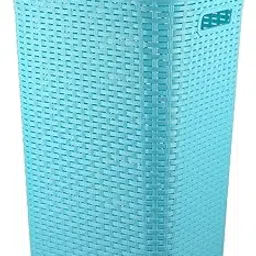 Cello Eliza Plastic Laundry Basket with Lid, Light Blue, 50 Ltrs | Lightweight and Portable | Storage Organizer | Convenient Handling | Useful For Storing Clothes, Toys, Books-picture-12