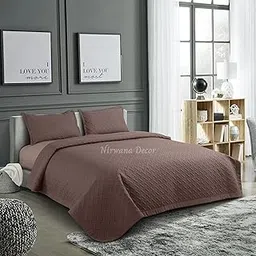 Nirwana Decor BedBliss Ultrasonic 280 TC All Season Supersoft King Size Bedding Set/bedcover/Rajaai Quilted Set with 2 Pillow Covers, 150 GSM (90x100 inches, Brown)-picture-16