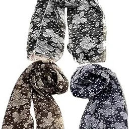 weavers villa Women's Multicolor Printed Chiffon Summer Scarves Combo, Stoles, Scarf-picture-20