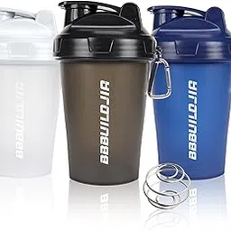 BBBUILDJIA 3 PACK Shaker Bottle Holds upto 17oz, Blending Ball Whisk, Portable Pre Workout Protein Drink Cup, Mixes Cocktails Smoothies Shakes, BPA Free & Dishwasher Safe White/Black/Blue-picture-25