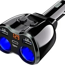 BYTTRON Otium 2 Sockets Cigarette Lighter Splitter,Car Charger For Iphone,Ipad,Android (Black),Usb,Pack Of 1, Black-image-24