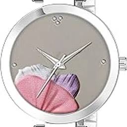 shocknshop Analog Round Flower Design Dial Casual Ladies Chain Wrist Watches for Women & Girls image 1