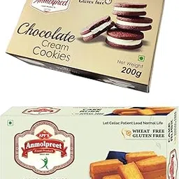 ANMOLPREET Chocolate Cream Cookies and Cake Rusk Cookies Combo Pack 200g x 2 | Delicious & Crunchy Biscuits | Best Teatime Snacks, Healthy & Nutritious |100% Vegetarian-picture-48