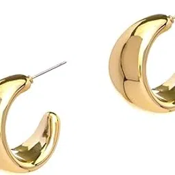 officially gorgeous BY EVERSTYLISH Hoop Earrings for Women | Chunky Statement Jewelry | Lightweight Fashion Earrings | Everyday Wear Jewelry | Trendy Round Gold Hoop Earrings-picture-14