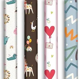 QIPS Gift Wrapping Paper Sheets – Pack of 4 Rolls, 20 sheets (19" x 29") 4 design x 5 sheets each | Glossy | Multi-Colour (Mix Combo 2)-picture-55