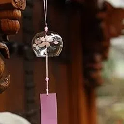 Geekmonkey Edo Japanese Wind Chimes|Wind Bells Cherry Blossom Wind Chimes Handmade Stained Glass Bells - Creative Home Accessories Gifts-image-4