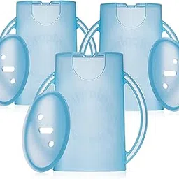 Flipping Holder Squeeze Proof Food Pouch Holder for Toddlers, Babies, Kids, Mess Free No Squeeze Juice Box Drink Holder with Easy Grip Handles and Lid - Made in USA (Blue 3 Pack)-image-32
