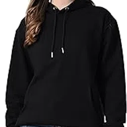 owl mink Relaxed Fit Black Women Hoodie, Classic Pullover Hoodie, Black, Fleece, Kangaroo Pocket-picture-11